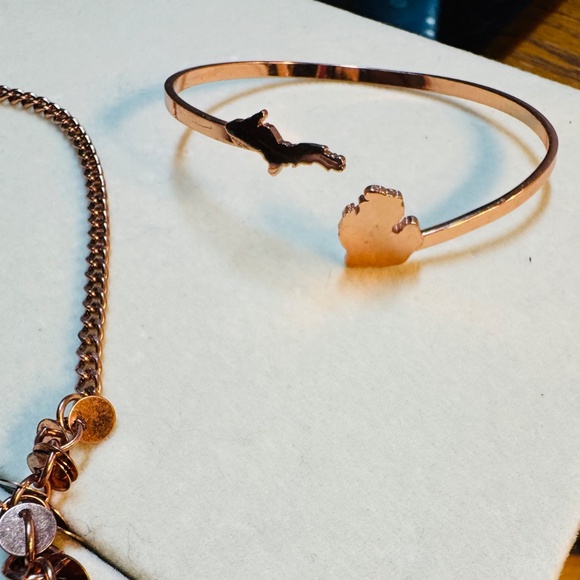 Three Piece Rose Gold Tone Necklace and Bracelets Set Bundle - Picture 6 of 8